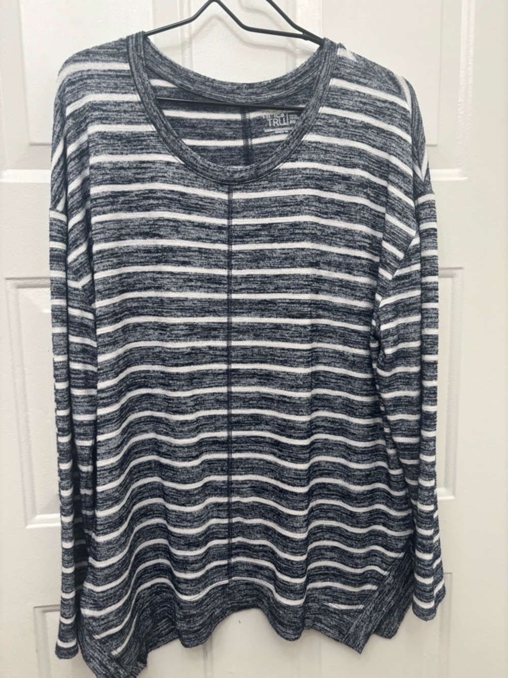 Time and Tru Navy & White Striped Knit Top